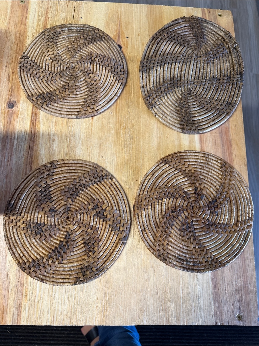 Handwoven Rattan Trivets- Natural Brown (Set of 4)